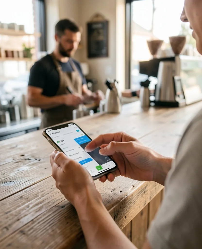 Persona pagando con código QR desde su celular