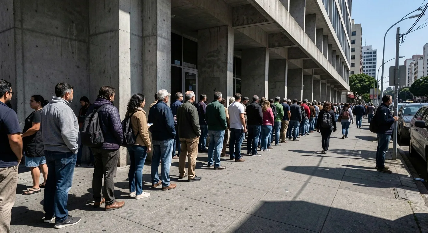 Ciudadanos esperando en una cola bancaria en Buenos Aires