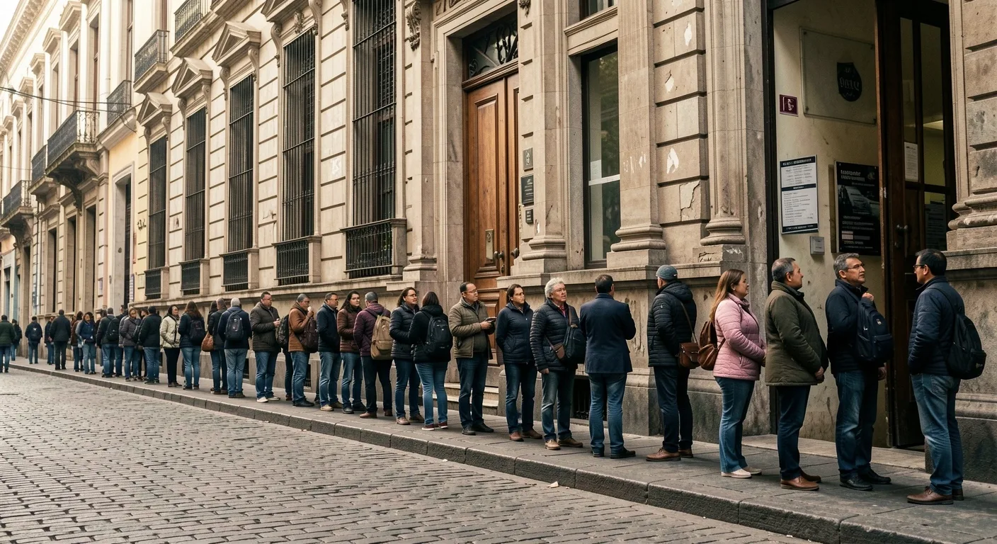 Cola frente a un banco en Buenos Aires